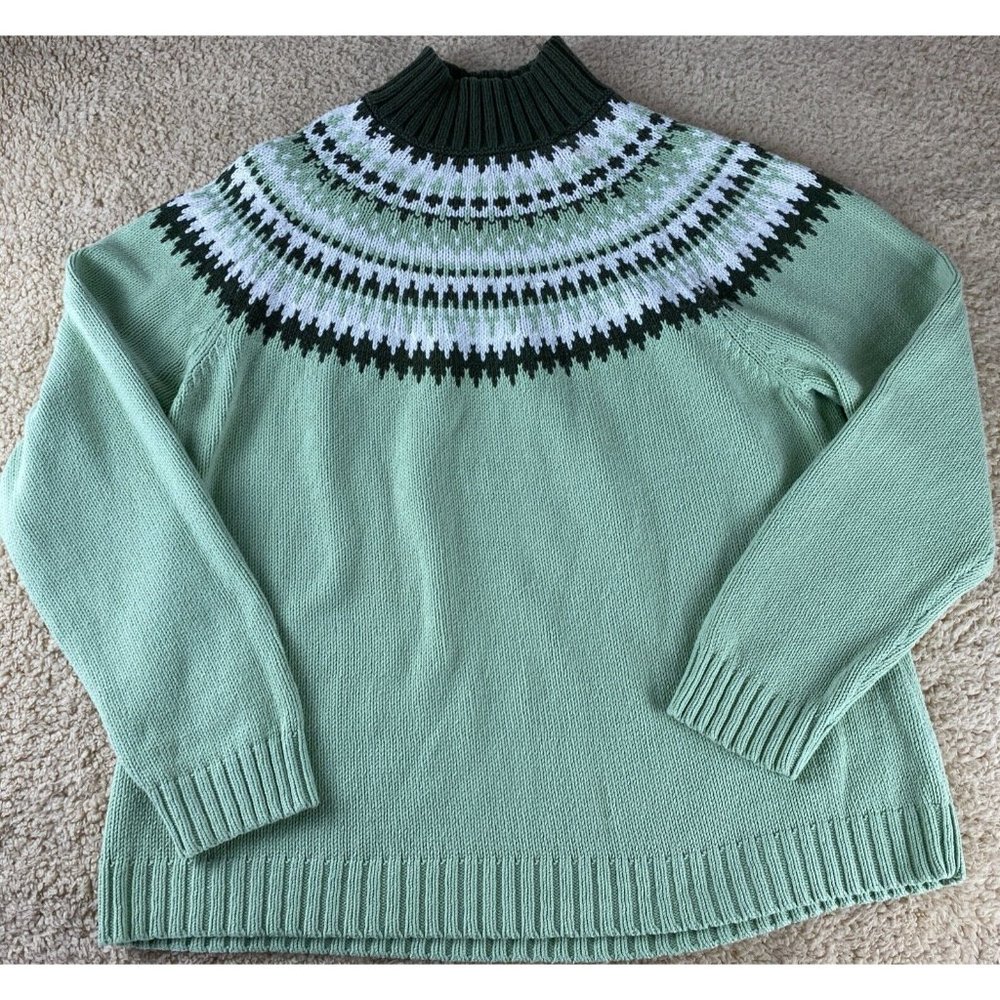 croft & barrow Green Fair Isle Mock Turtleneck Sweater
